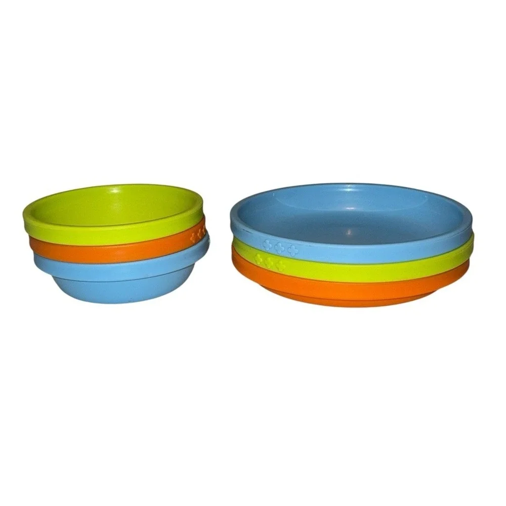 Ikea Kids Dinnerware Set of 6 Color Children Round Plastic Plates Bowls
